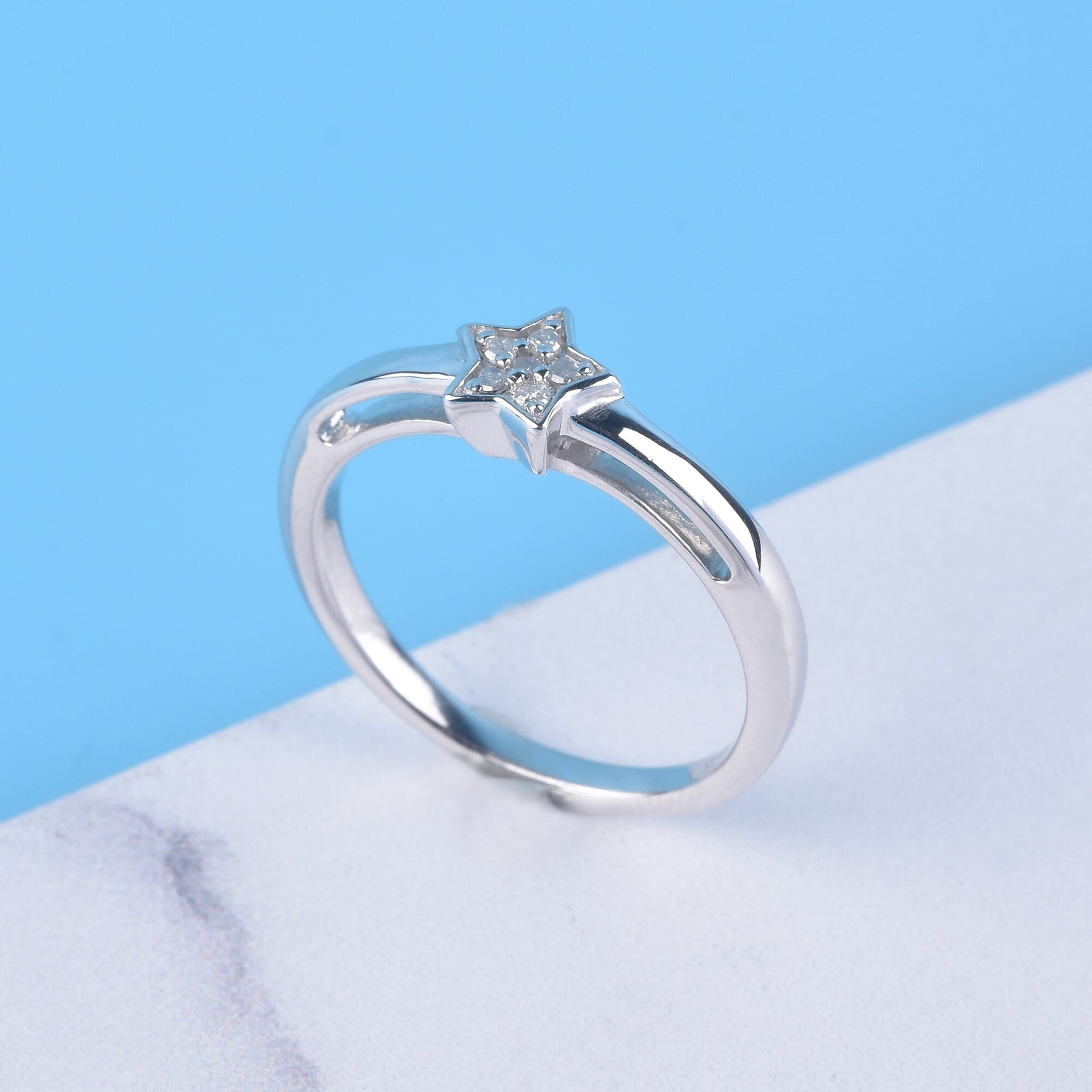 Diamond Star Stackable Ring in Sterling Silver with Platinum Plating 3573343 7