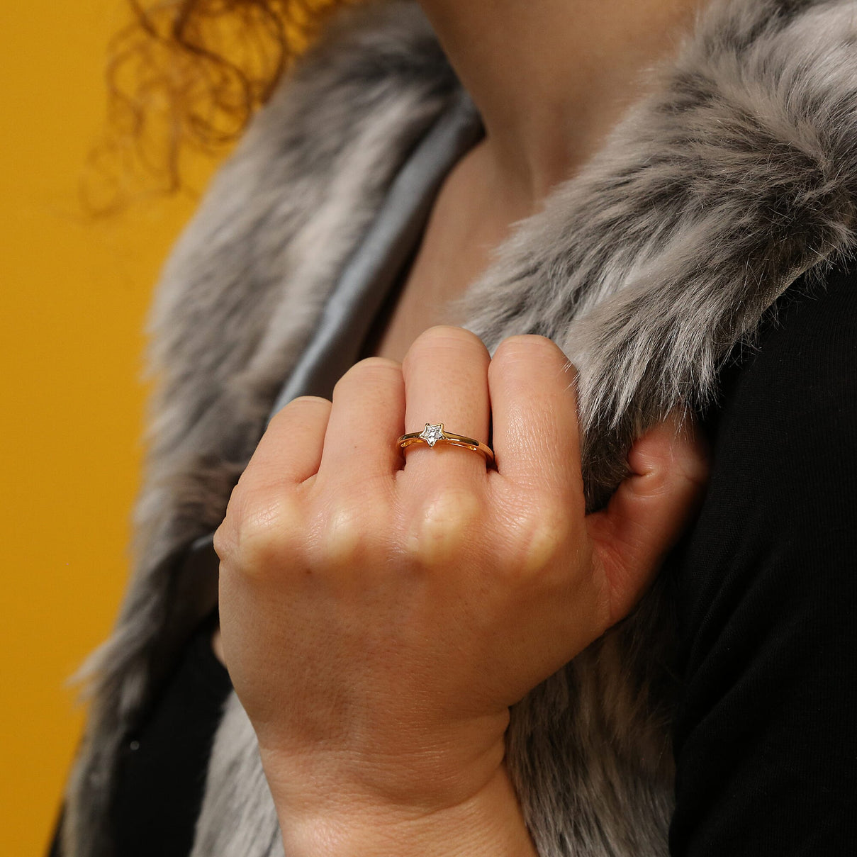 Diamond Star Stackable Ring in Sterling Silver with 18K Vermeil Yellow Gold V32490030 3