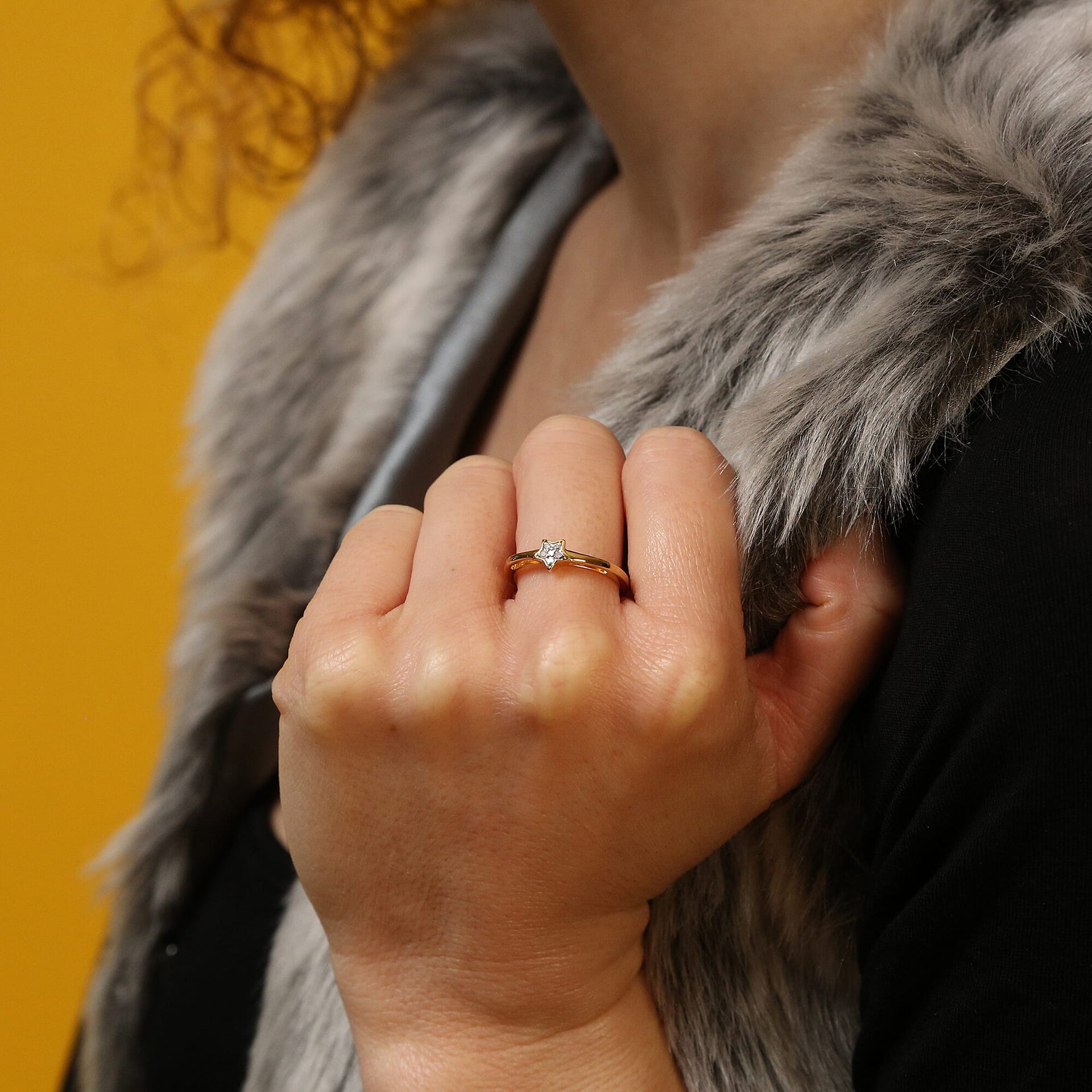 Diamond Star Stackable Ring in Sterling Silver with 18K Vermeil Yellow Gold V32490030 3