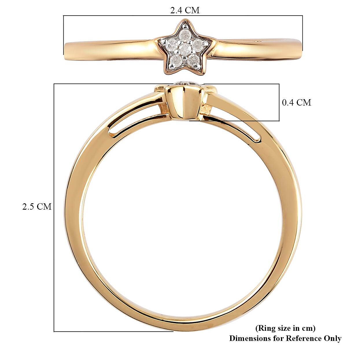 Diamond Star Stackable Ring in Sterling Silver with 18K Vermeil Yellow Gold V32518710 6