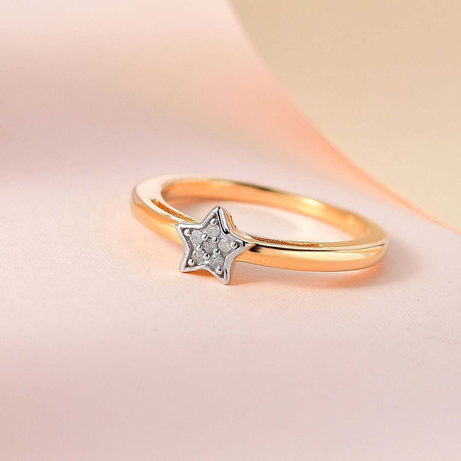 Diamond Star Stackable Ring in Sterling Silver with 18K Vermeil Yellow Gold V32489880 2