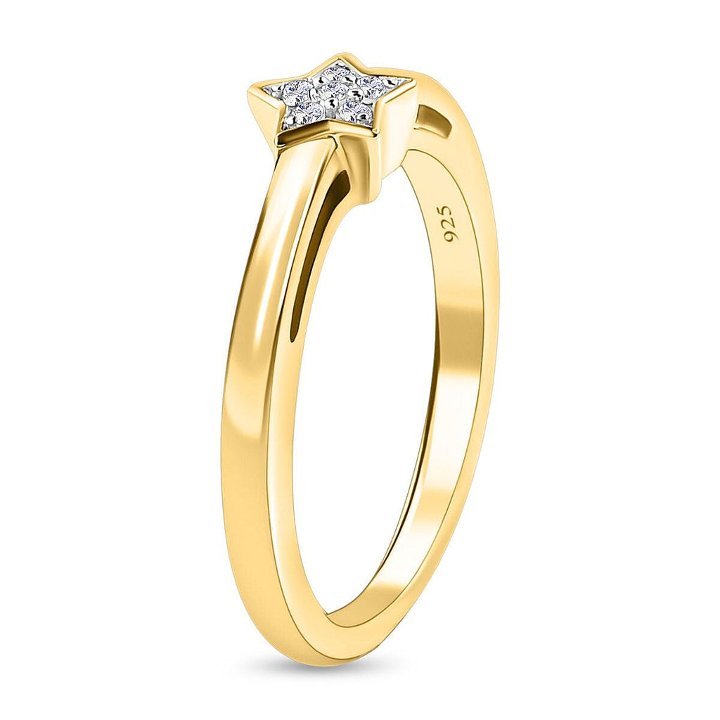 Diamond Star stackable Ring in 14K Gold Overlay Sterling Silver