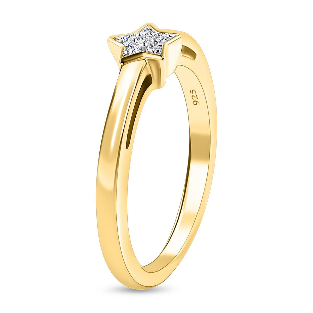 Diamond Star Stackable Ring in Sterling Silver with 18K Vermeil Yellow Gold V32489880 4