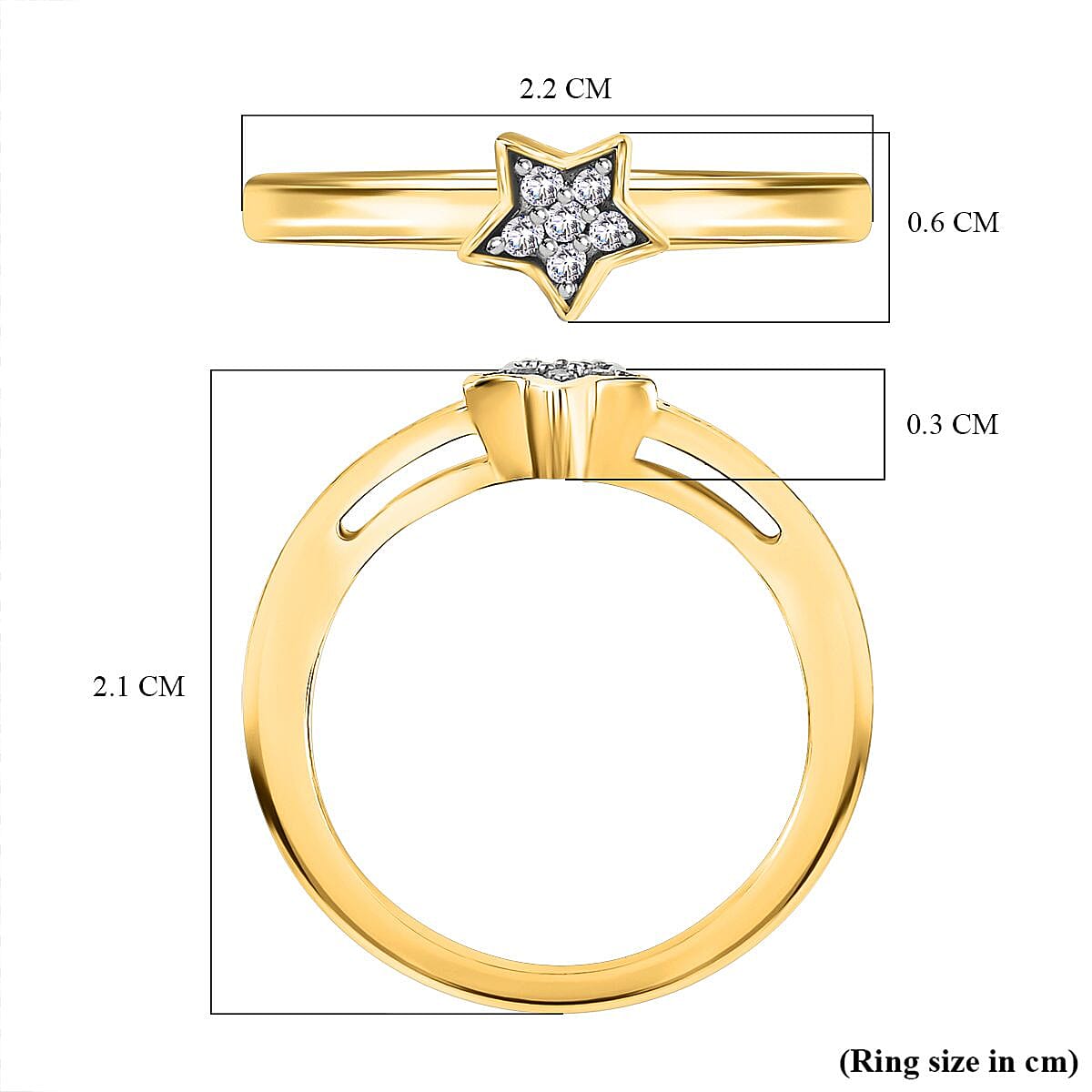 Diamond Star Stackable Ring in Sterling Silver with 18K Vermeil Yellow Gold V32489880 6