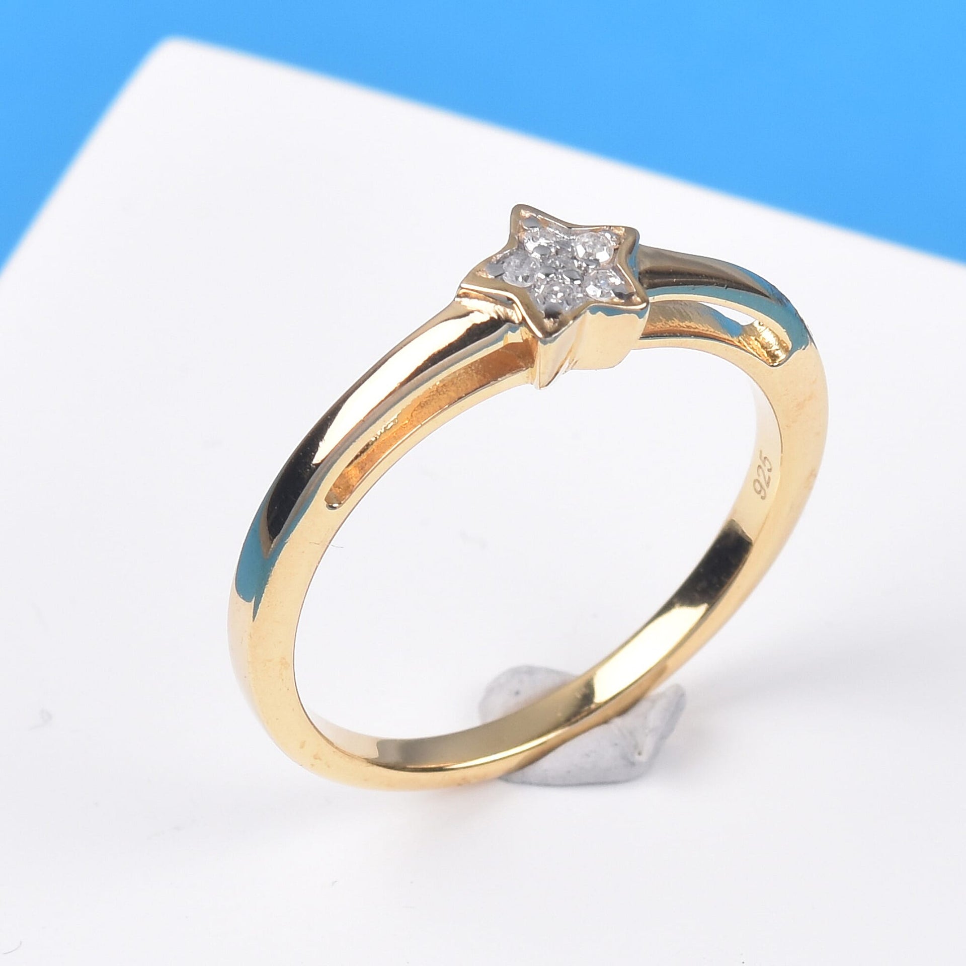 Diamond Star Stackable Ring in Sterling Silver with 18K Vermeil Yellow Gold V32489880 7