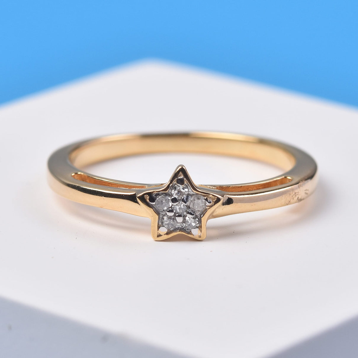 Diamond Star Stackable Ring in Sterling Silver with 18K Vermeil Yellow Gold V32489880 8