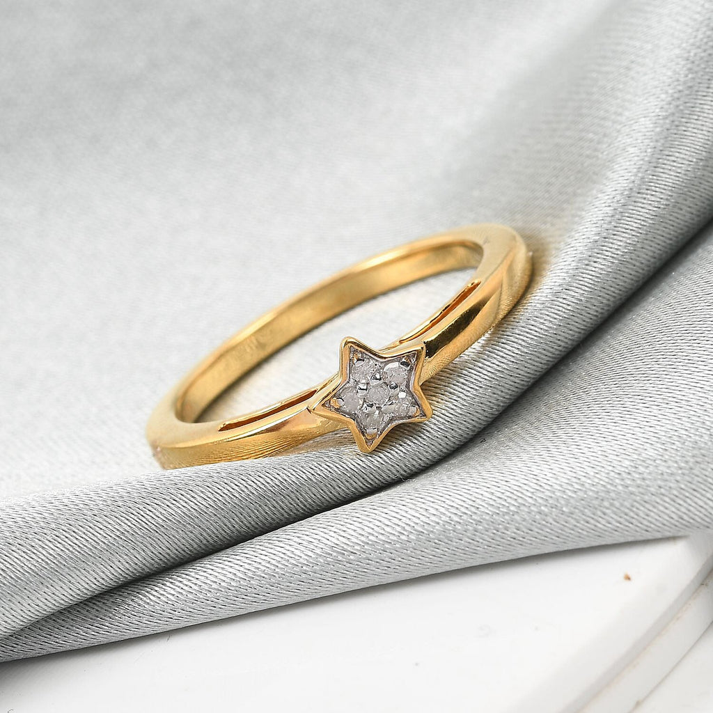 Diamond Star Stackable Ring in 14K Gold Overlay Sterling Silver