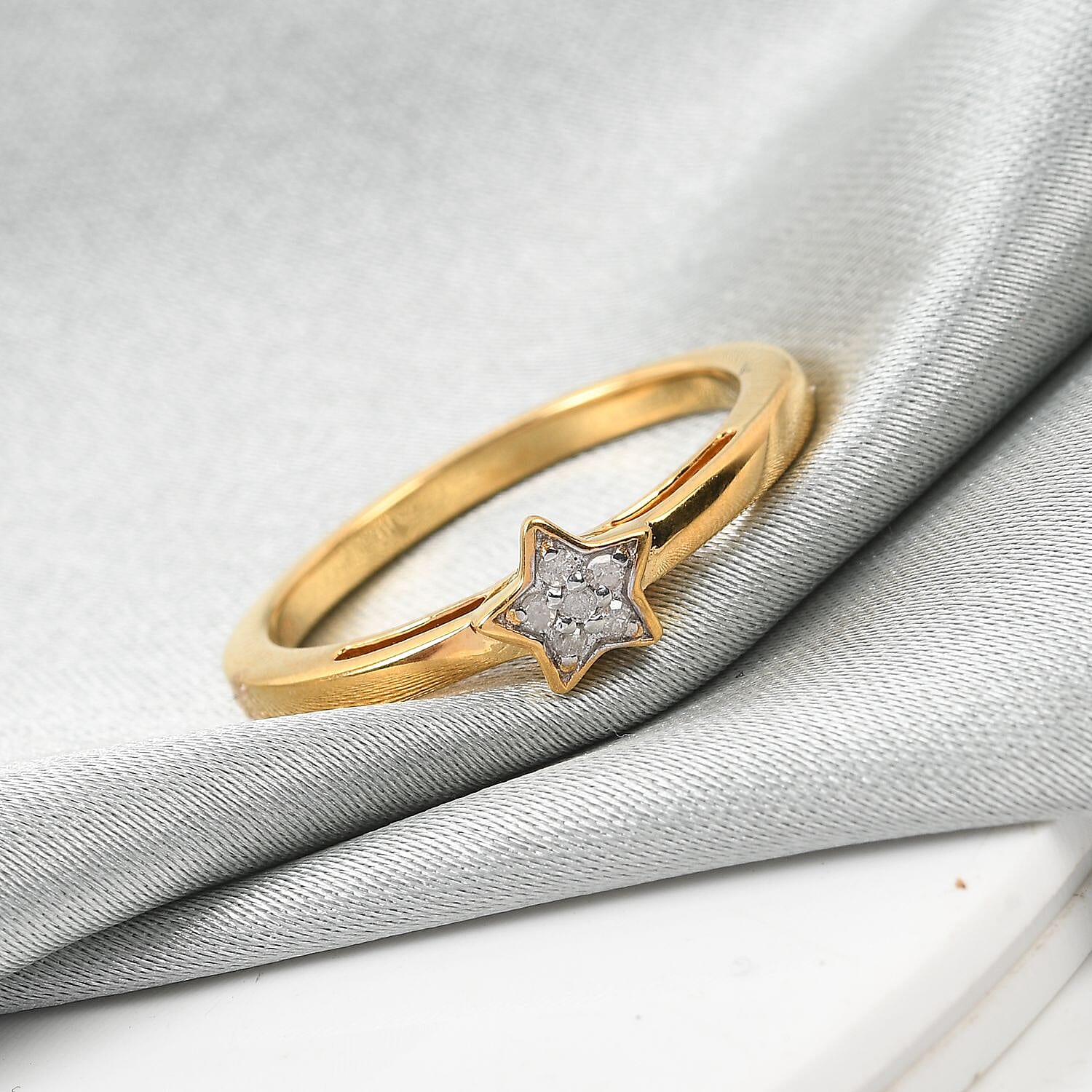Diamond Star Stackable Ring in Sterling Silver with 18K Vermeil Yellow Gold V32519906 2
