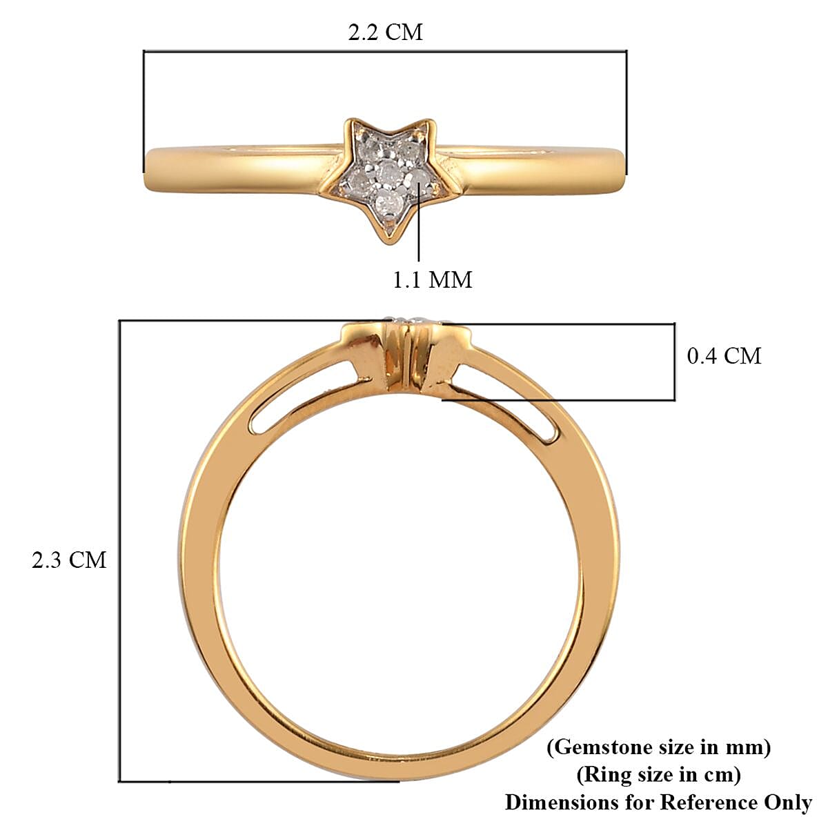 Diamond Star Stackable Ring in Sterling Silver with 18K Vermeil Yellow Gold V32519906 6