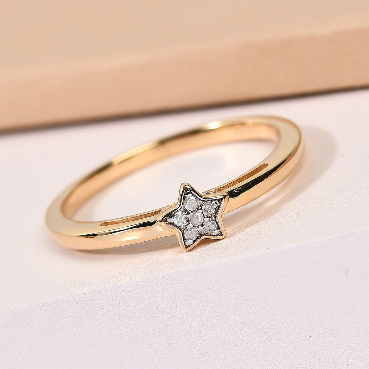 Diamond Star Stackable Ring in Sterling Silver with 18K Vermeil Yellow Gold V32550589 2