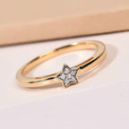 Diamond Star stackable Ring in 14K Gold Overlay Sterling Silver