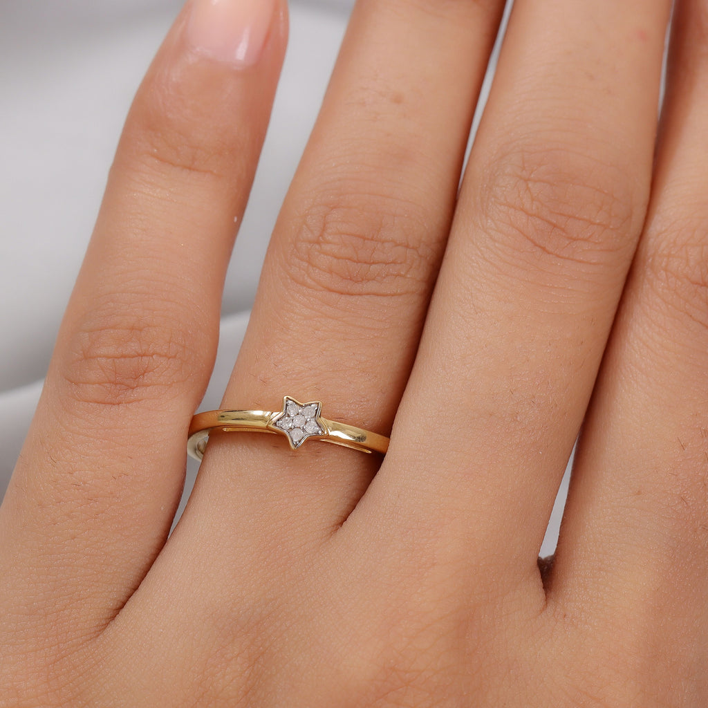 Diamond Star stackable Ring in 14K Gold Overlay Sterling Silver
