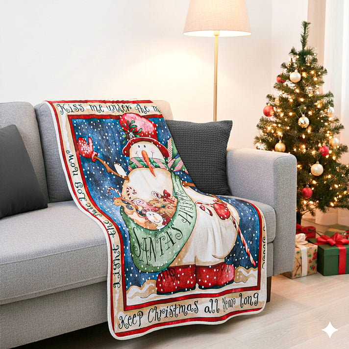 MUST HAVE GIFT IDEA- Snowman &amp; Toys Digital Print Cosy Fleece Throw  (220gsm) - Snowman V32371606 2