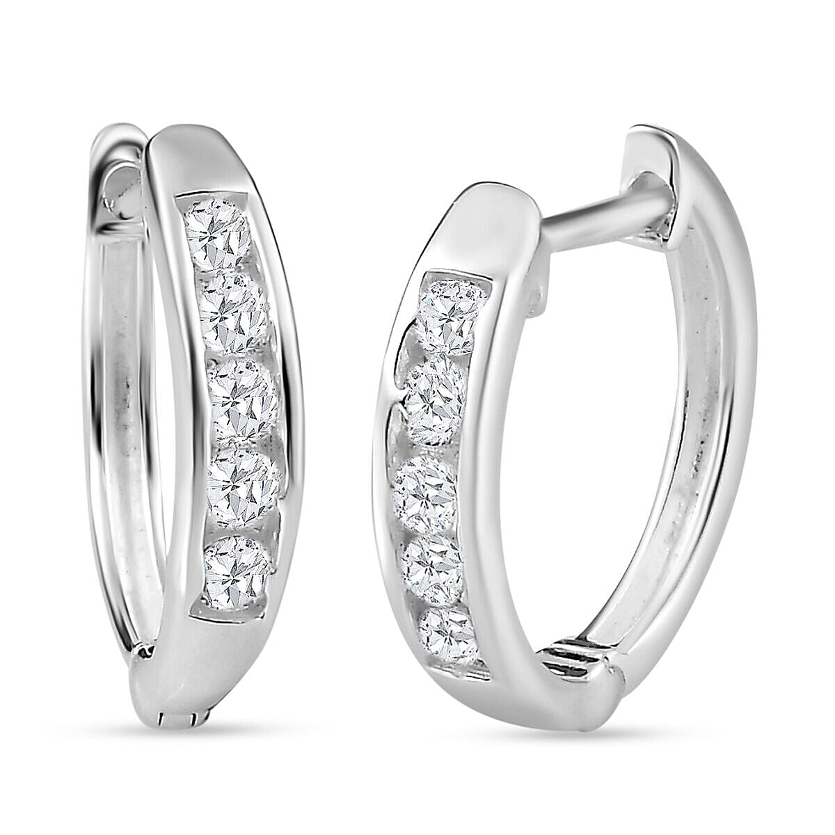 Finest CZ Hoop Earrings in Sterling Silver 7228003 0
