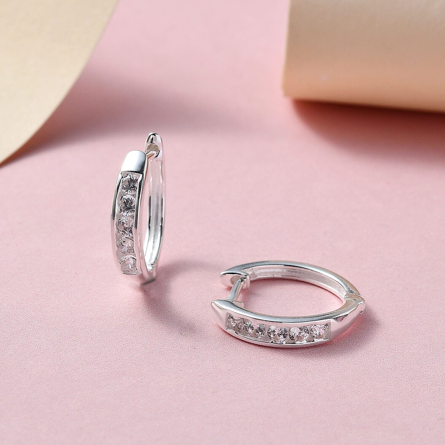 Finest CZ Hoop Earrings in Sterling Silver 7228003 1