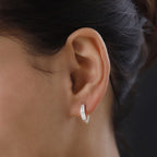 NY Close Out - Simulated Diamond Hoop Earrings in Sterling Silver
