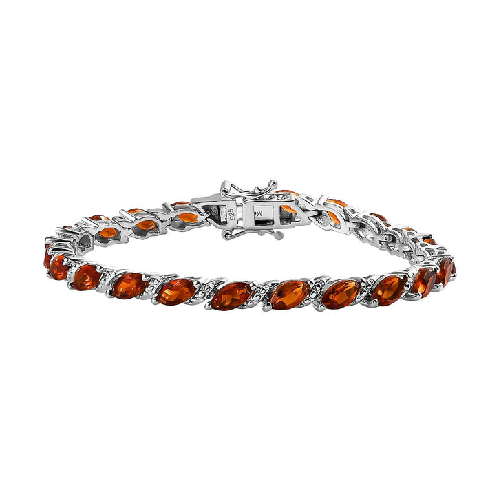 Premium Madeira Citrine Marquise Cut Bracelet (Size - 7.5) with GB Lock Box in Rhodium Overlay Sterling Silver 9.10 Ct, Silver Wt. 11.56 Gms 7802579 1