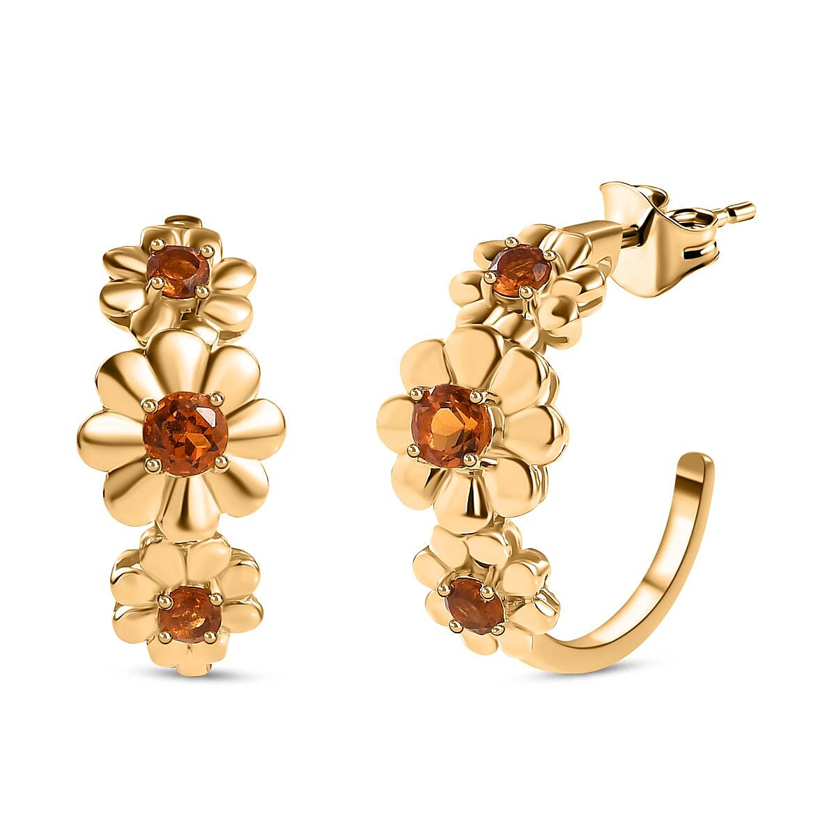 Madeira Citrine Half Hoop Floral Earrings in 18K Yellow Gold Vermeil Plated Sterling Silver 7830079 0