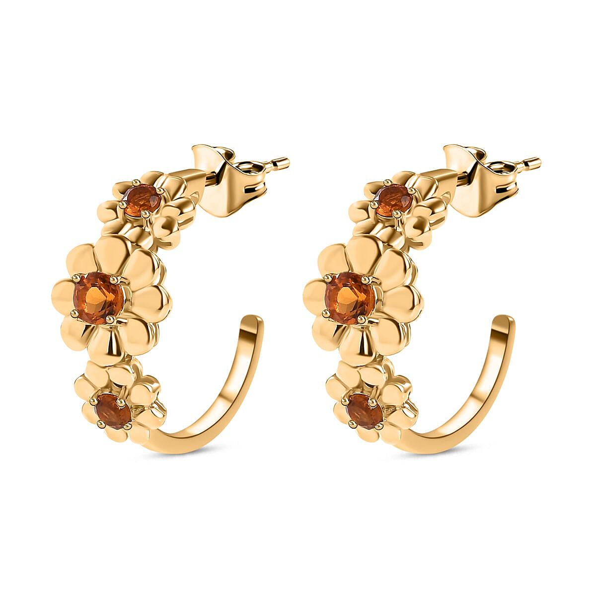 Madeira Citrine Half Hoop Floral Earrings in 18K Yellow Gold Vermeil Plated Sterling Silver 7830079 4