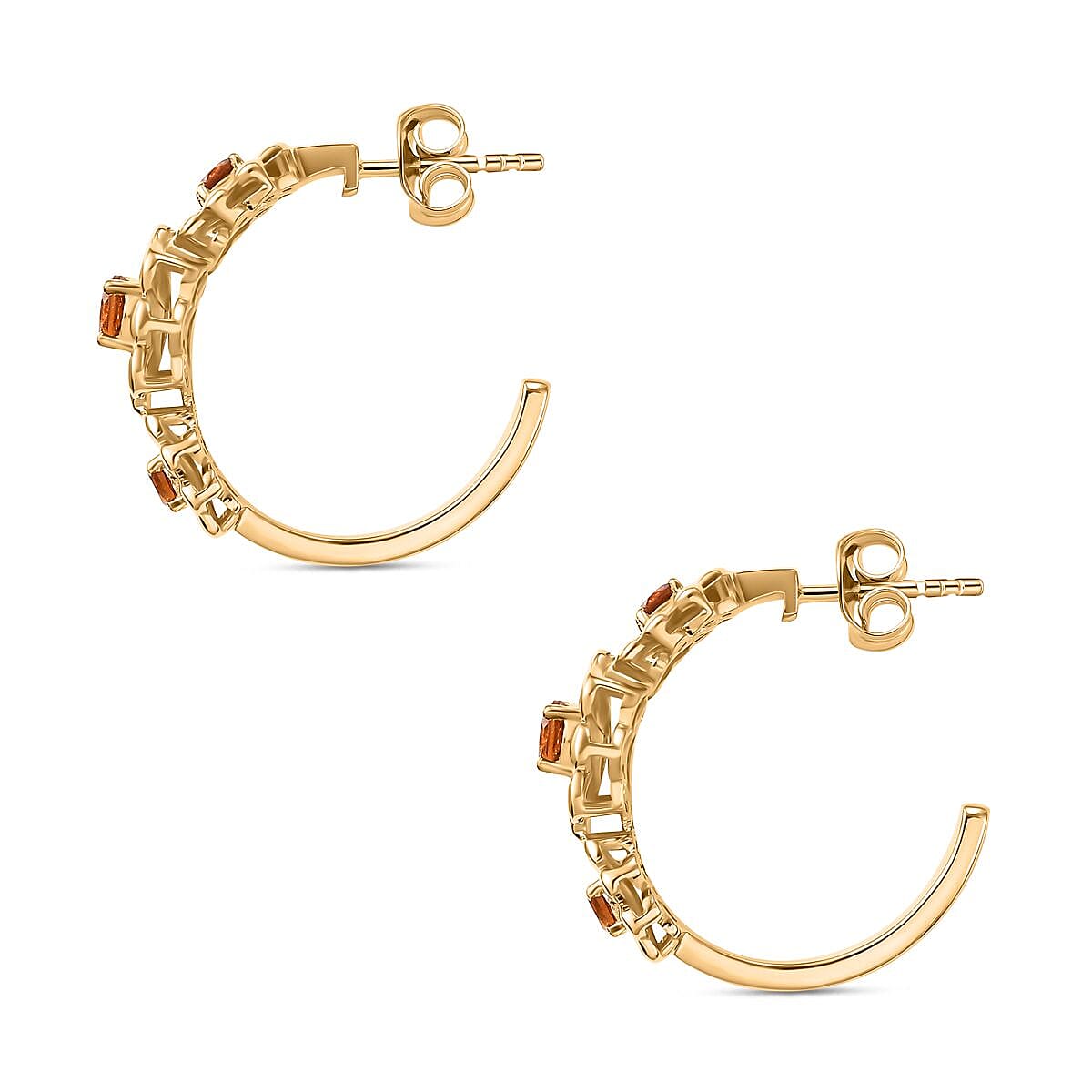 Madeira Citrine Half Hoop Floral Earrings in 18K Yellow Gold Vermeil Plated Sterling Silver 7830079 5
