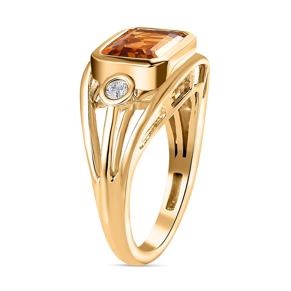 Designer Inspired Madeira Citrine and Zircon Ring in 18k Gold Vermeil Sterling Silver 2.45 Ct 7758084 4