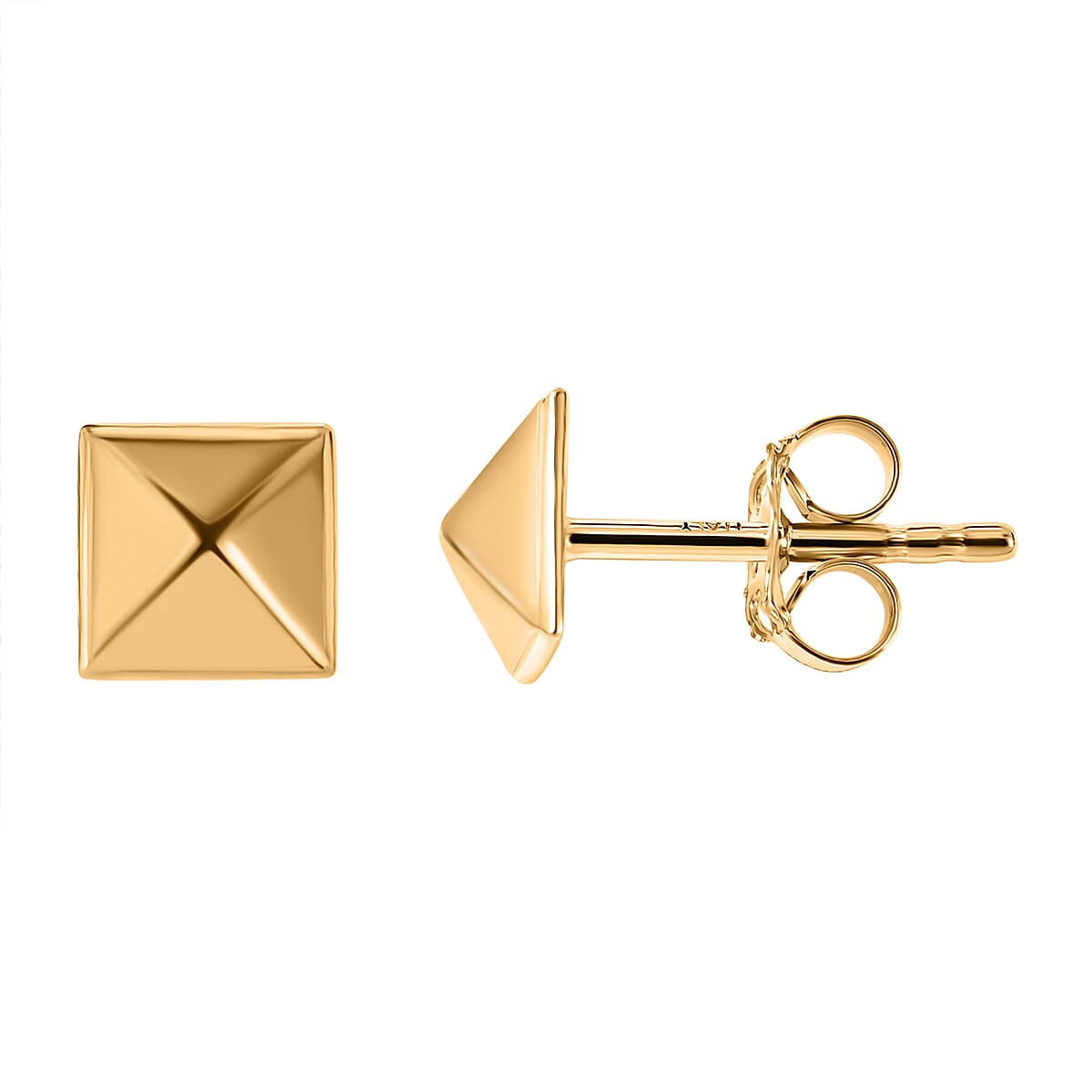Italian Made 9K Yellow Gold Pyramid Earrings (with Push Back) 7159312 0