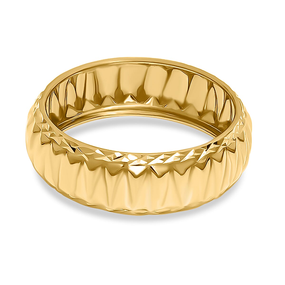 Maestro Collection - 9K Yellow Gold Diamond Cut Wedding Band Ring 7373218 0