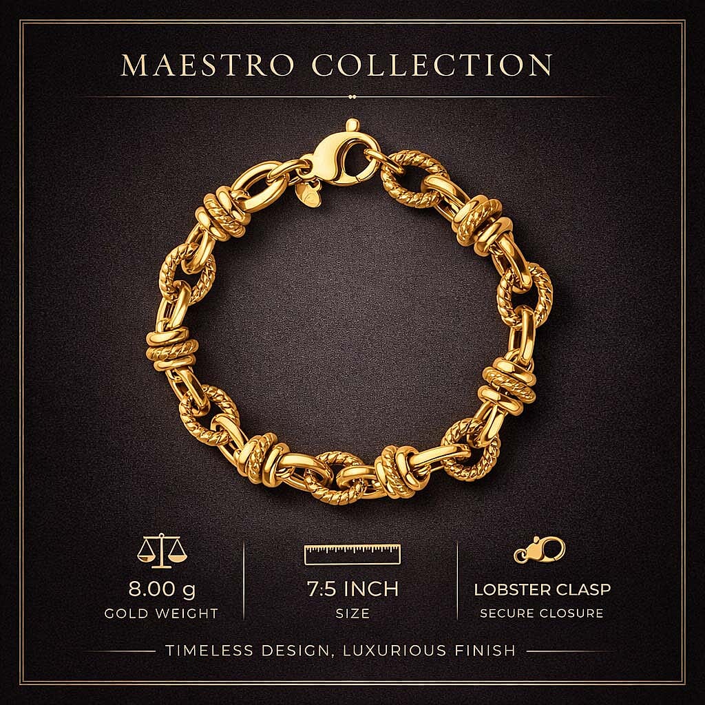 Maestro Collection -9K Yellow Gold Bracelet (Size 7.5) with Lobster Clasp 8.00 Gms. 8289066 5