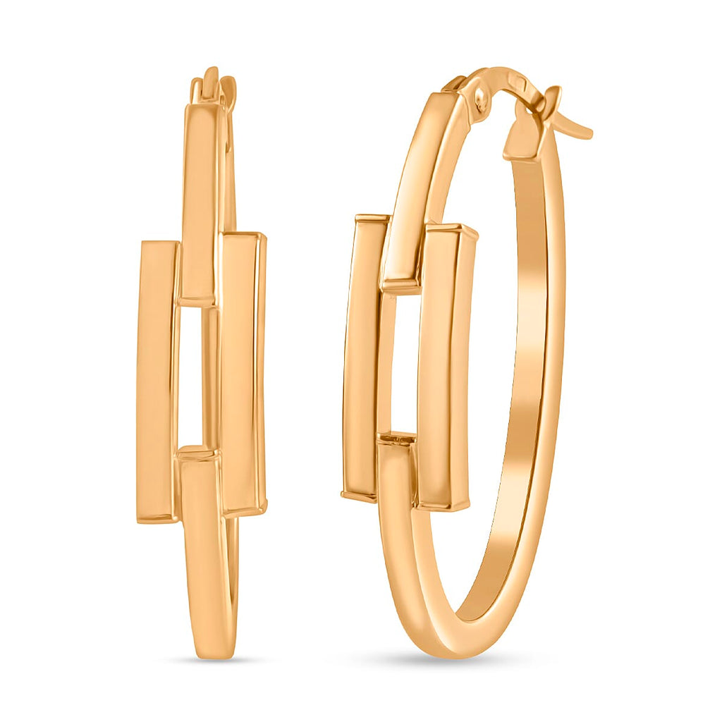 Maestro Collection - 9K Yellow Gold Buckle Hoop Earrings(outer diameter 16mm & inner 11.90mm).