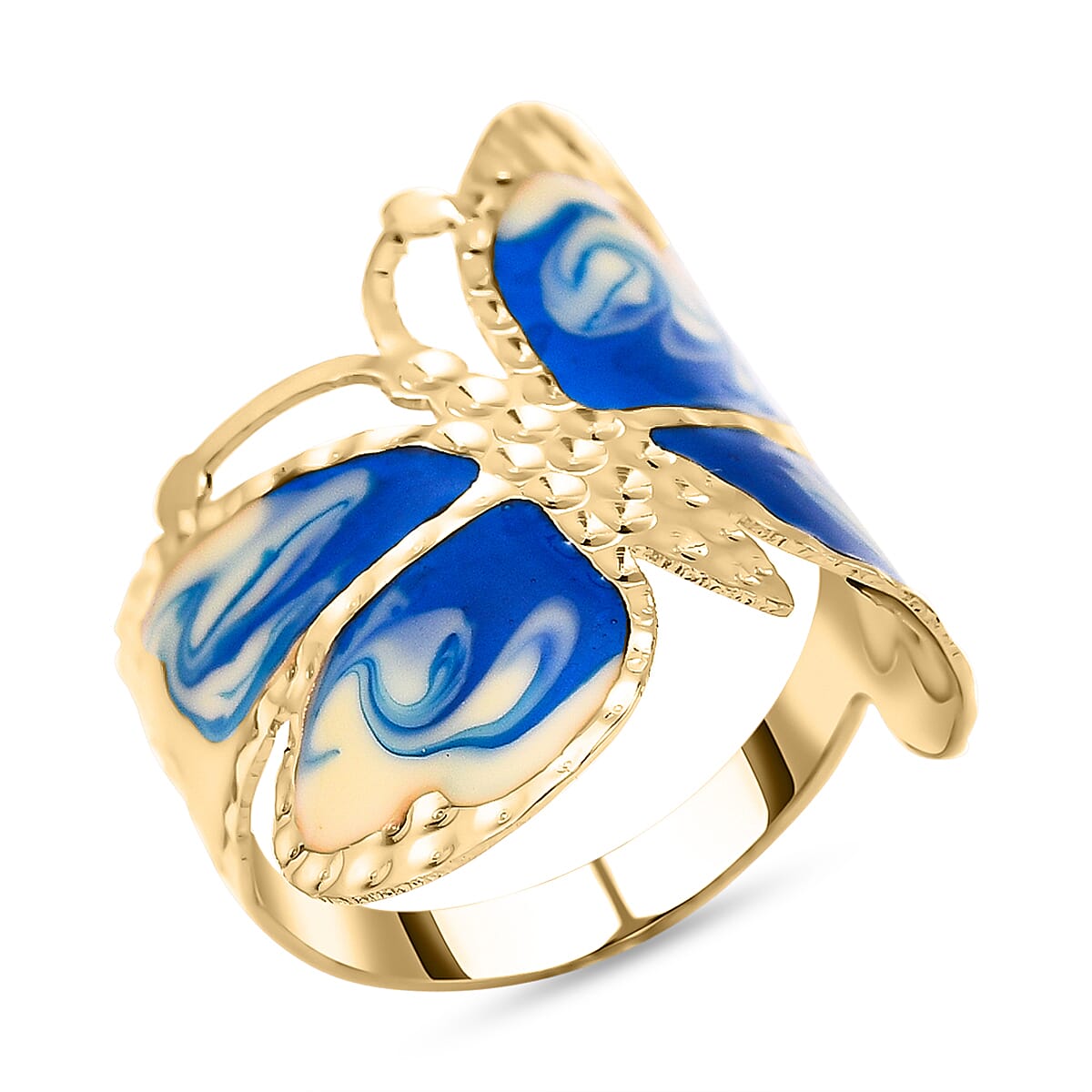 Maestro Collection - 9K Yellow Gold Butterfly Ring With Enamelling 7134366 3
