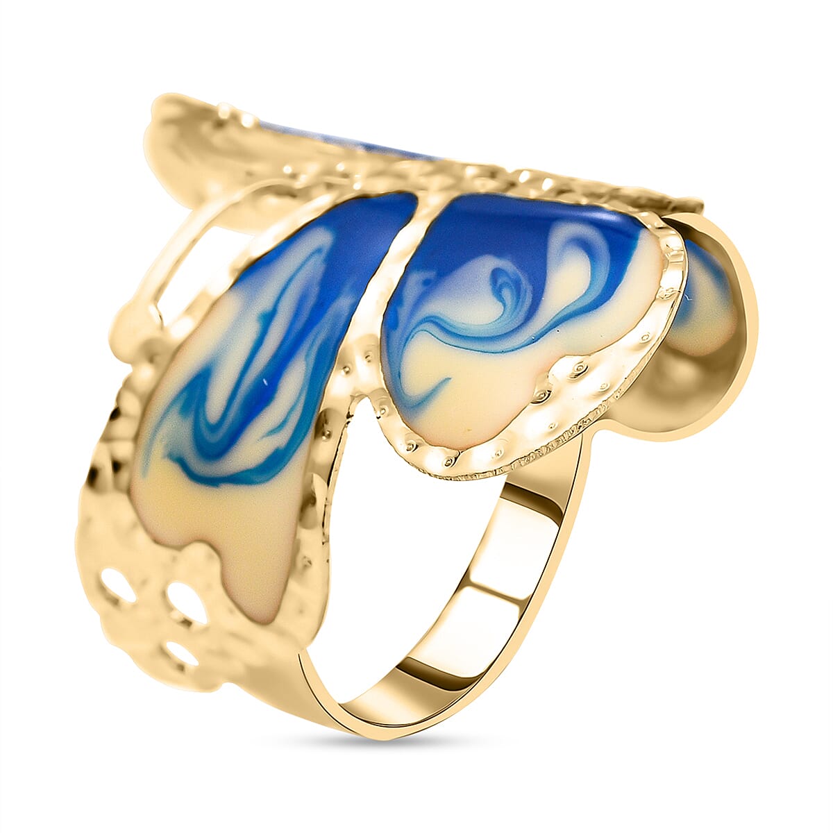 Maestro Collection - 9K Yellow Gold Butterfly Ring With Enamelling 7134366 4