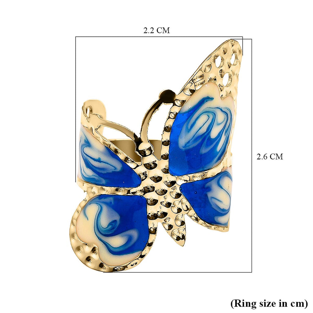Maestro Collection - 9K Yellow Gold Enamelled Butterfly Ring