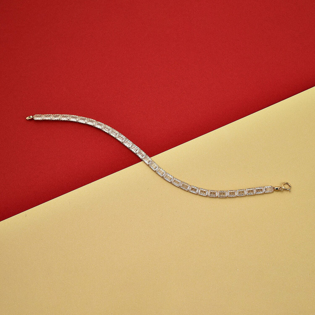 Maestro Collection - 9K Yellow Gold Cubic Zirconia Bracelet (Size - 7.5) With Spring Ring Clasp 5.800 Ct 7193367 1