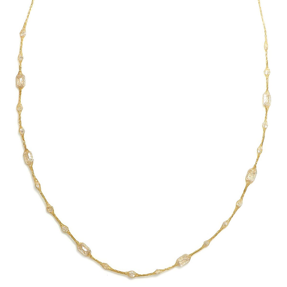 Maestro Collection - 9K Yellow Gold Cubic Zirconia Crochet Necklace with Spring Clasp (Size - 20) 7821942 1