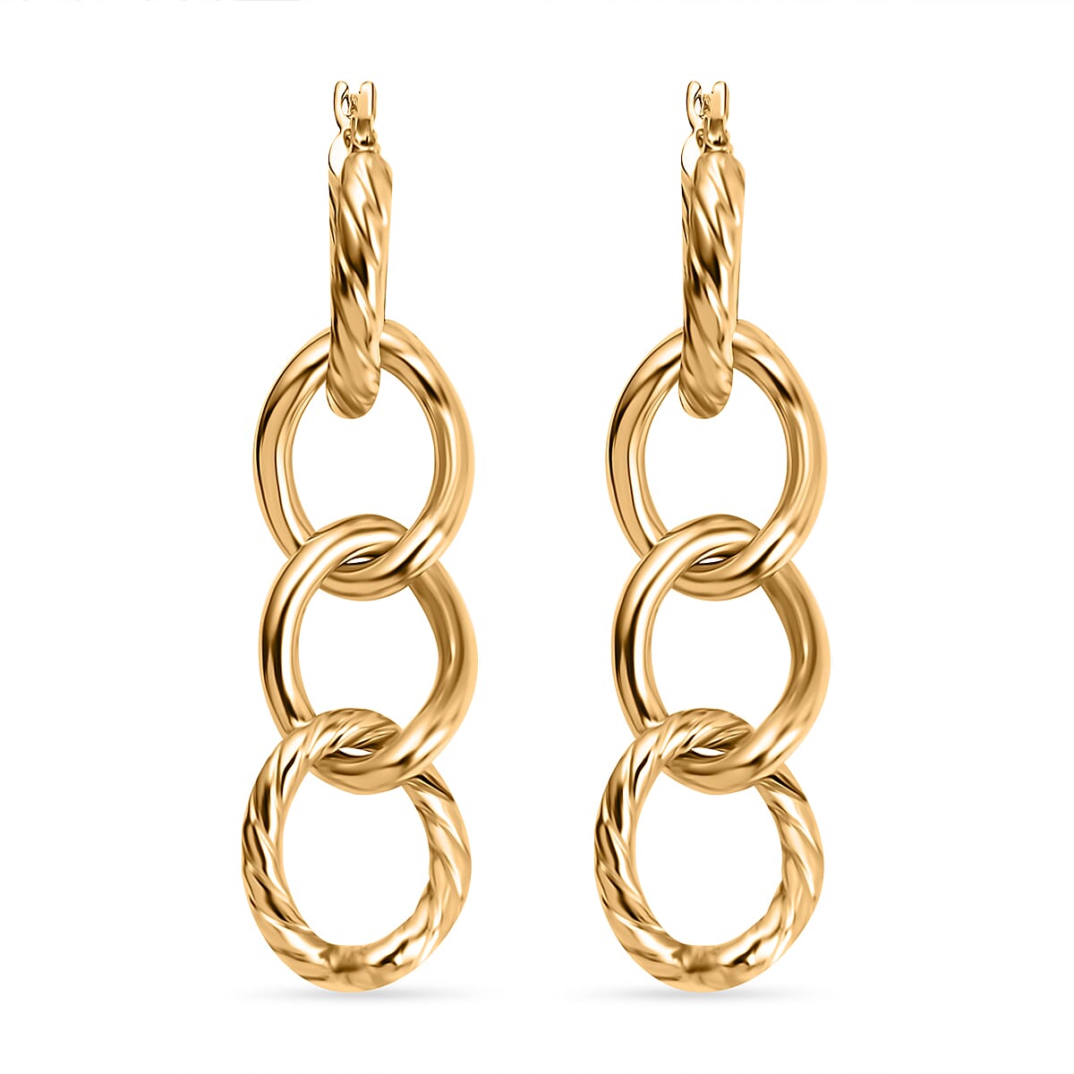 Maestro Collection - 9K Yellow Gold Textured Curb Link Earrings with Clasp 2.36 Gms. 7522805 0
