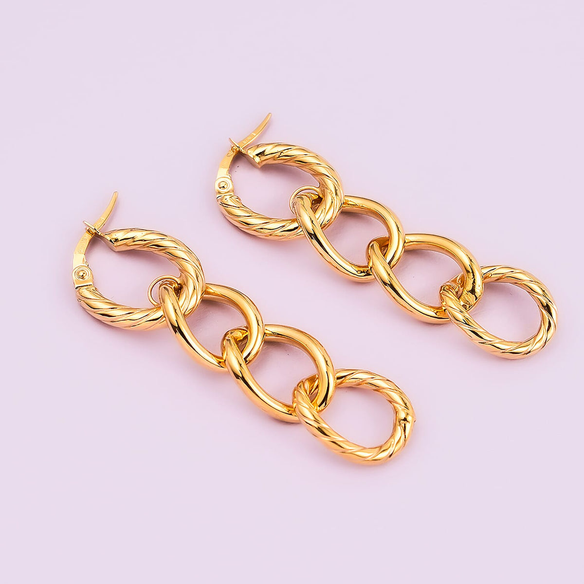 Maestro Collection - 9K Yellow Gold Textured Curb Link Earrings with Clasp 2.36 Gms. 7522805 1
