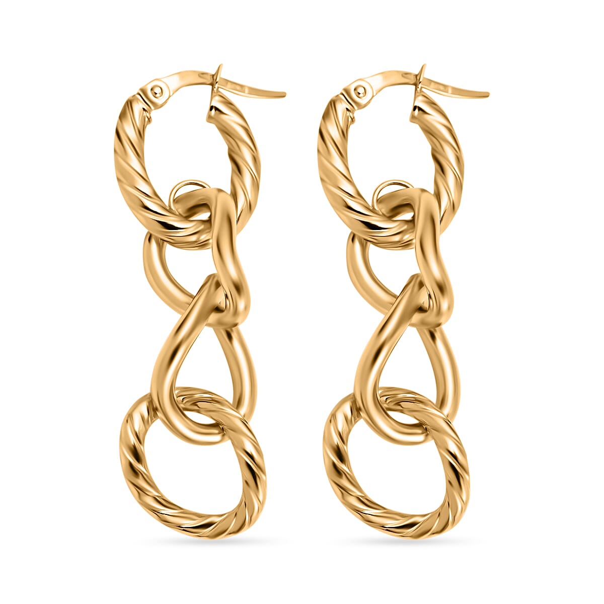 Maestro Collection - 9K Yellow Gold Textured Curb Link Earrings with Clasp 2.36 Gms. 7522805 3