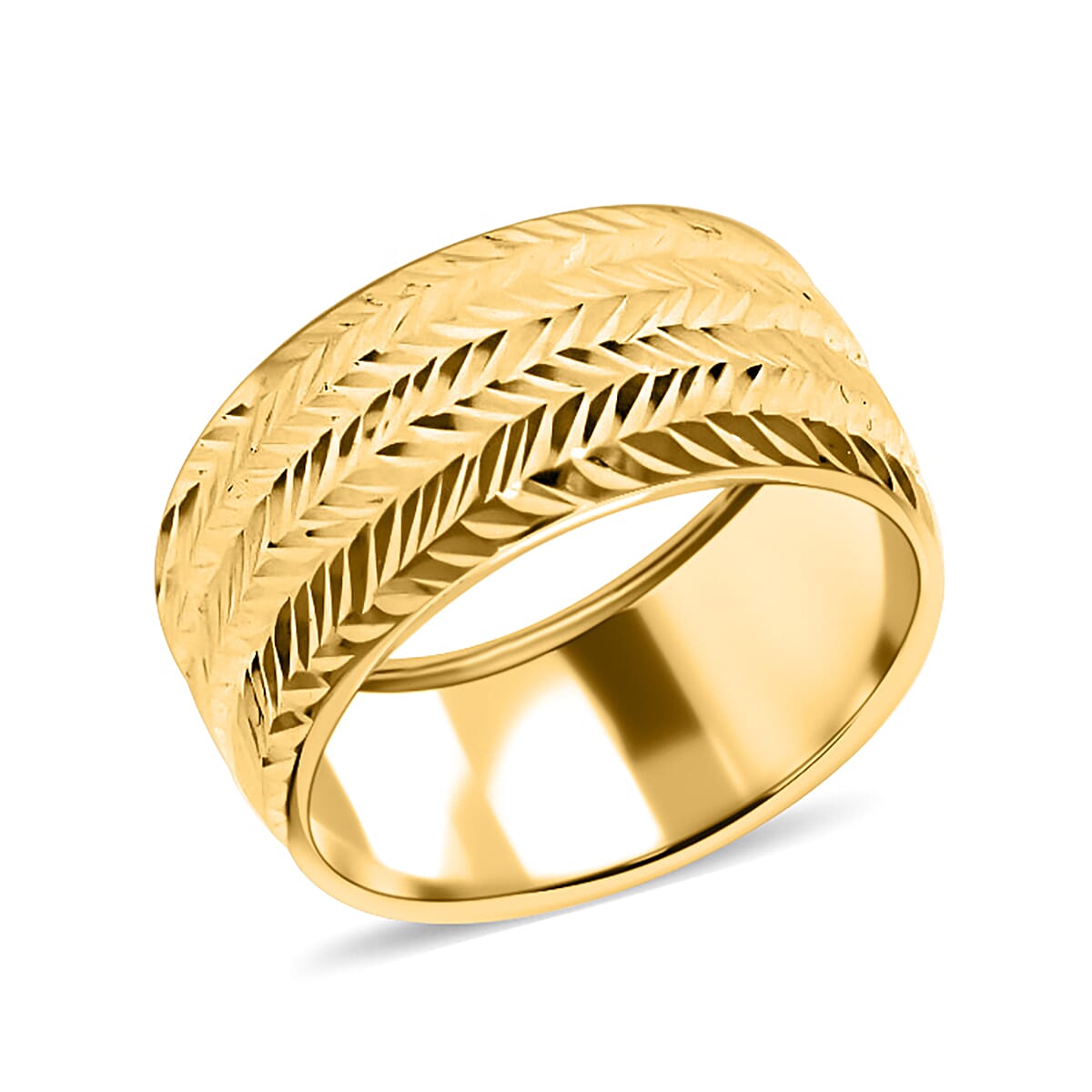 Maestro Collection - 9K Yellow Gold Diamond-Cut Textured Band Ring 7373227 1
