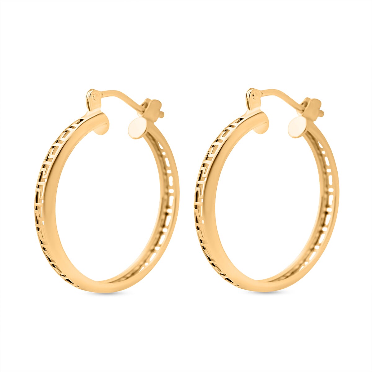 Maestro Collection - 9K Yellow Gold Greek-Key Hoop Earring with Clasp 8122906 0