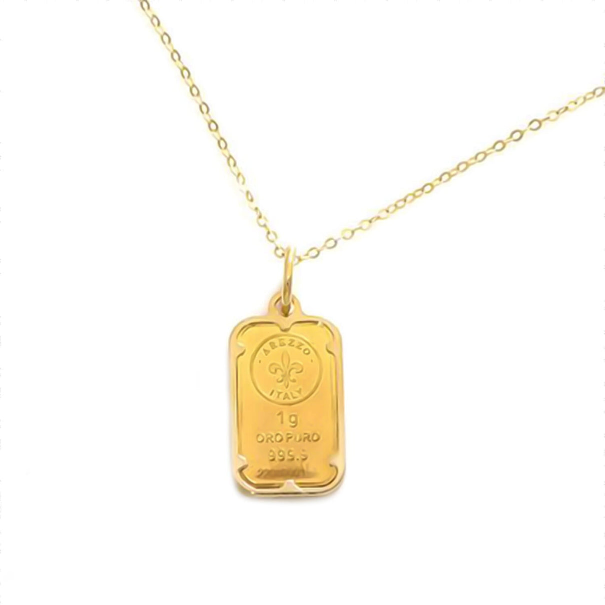 24K Yellow Gold (1g) Bar with 9K Necklace (Size 20). 8122723 1