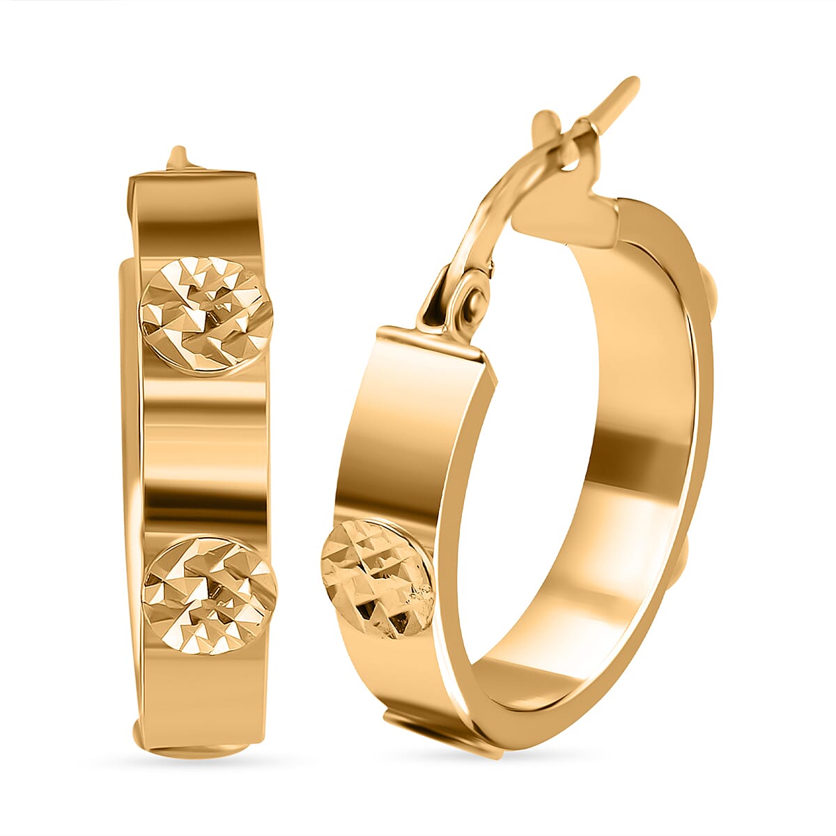 Maestro Collection - 9K Yellow Gold Sparkle Station Hoop Earrings 7522792 0