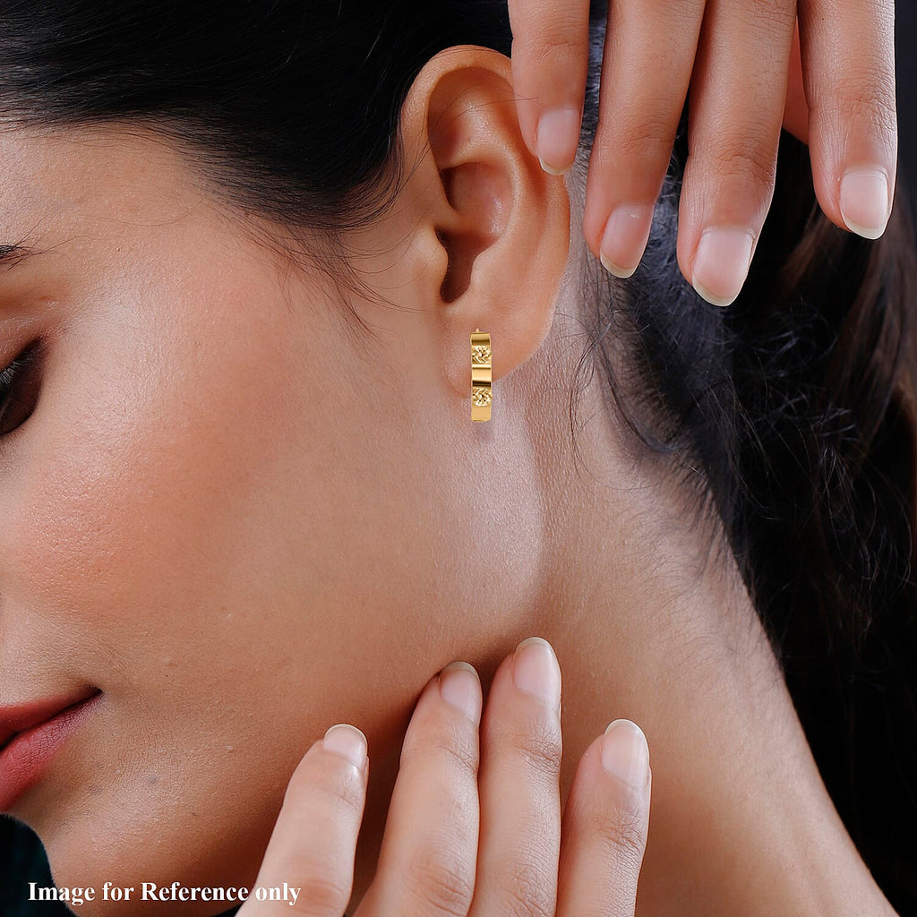 Maestro Collection - 9K Yellow Gold Sparkle Station Hoop Earrings