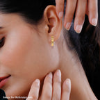 Maestro Collection - 9K Yellow Gold Sparkle Station Hoop Earrings