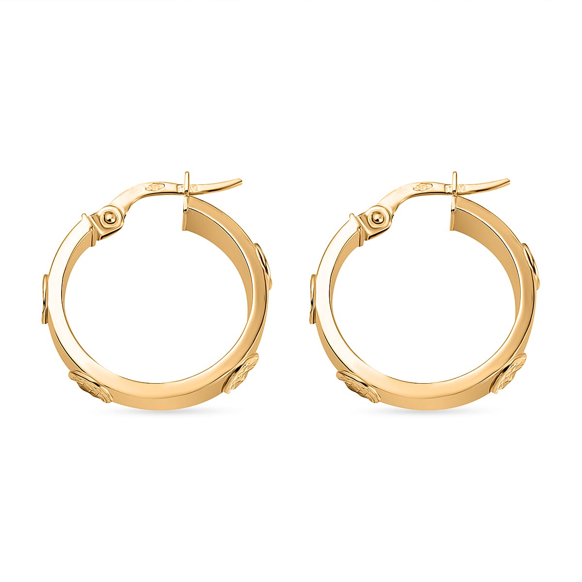 Maestro Collection - 9K Yellow Gold Sparkle Station Hoop Earrings 7522792 3