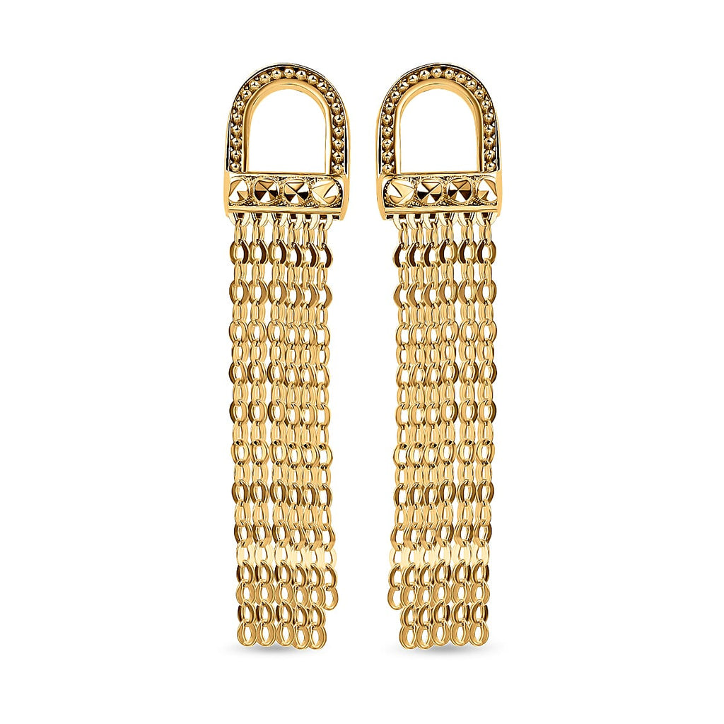 Maestro Collection - 9K Yellow Gold Tassel Stirrup Earrings