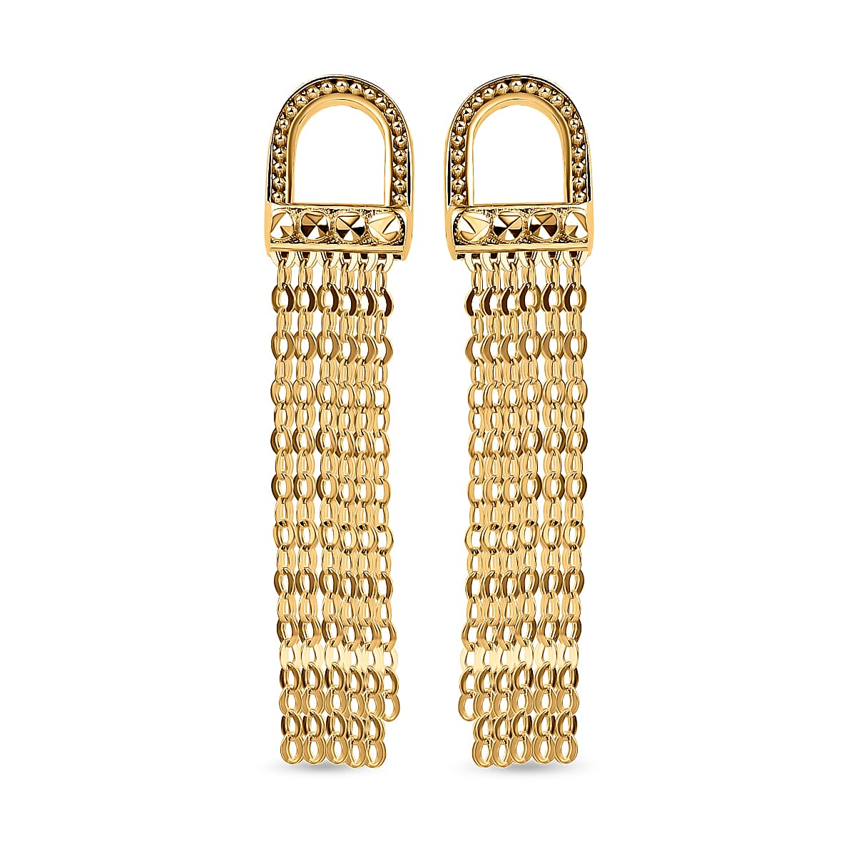Maestro Collection - 9K Yellow Gold Tassel Stirrup Earrings 7197935 0