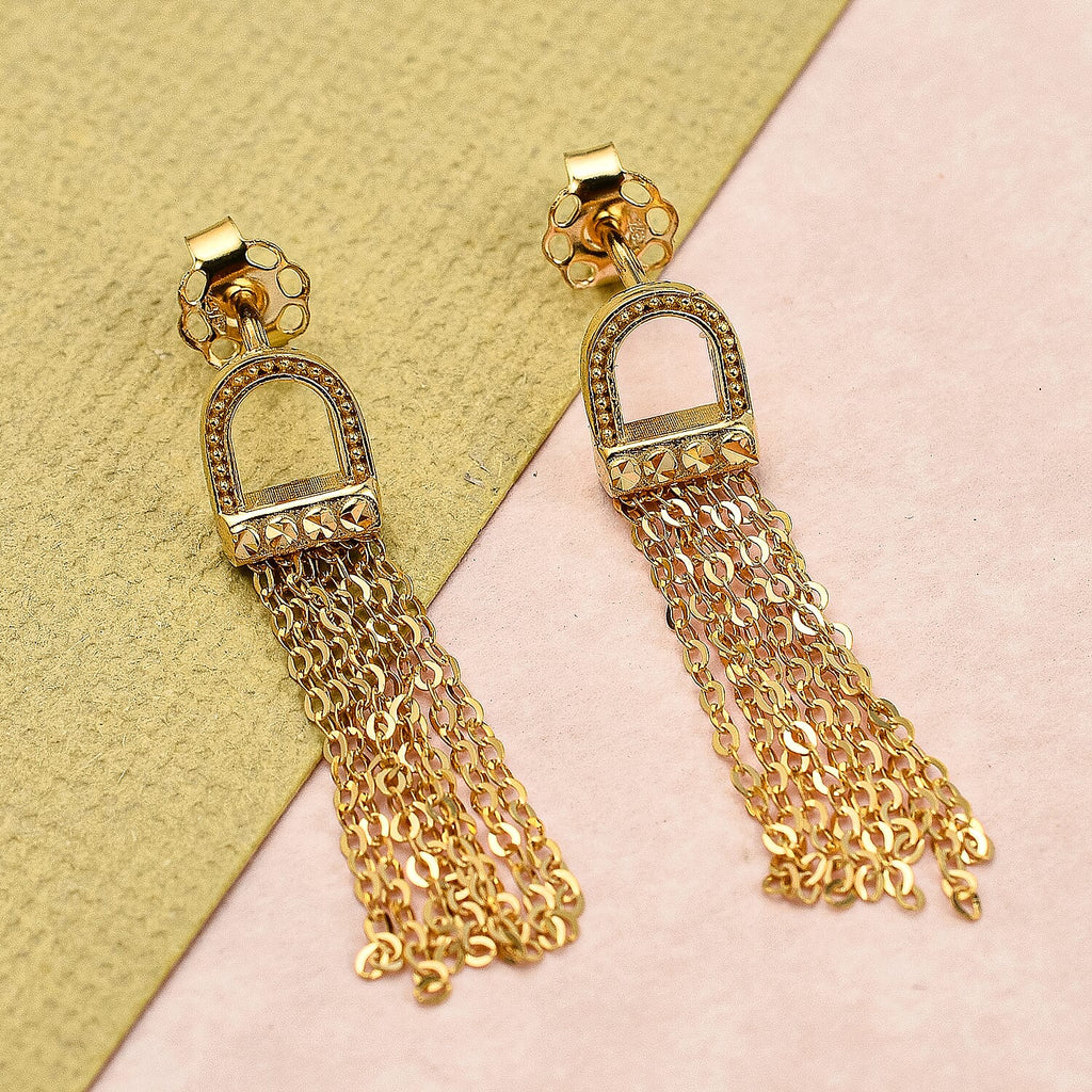 Maestro Collection - 9K Yellow Gold Tassel Stirrup Earrings