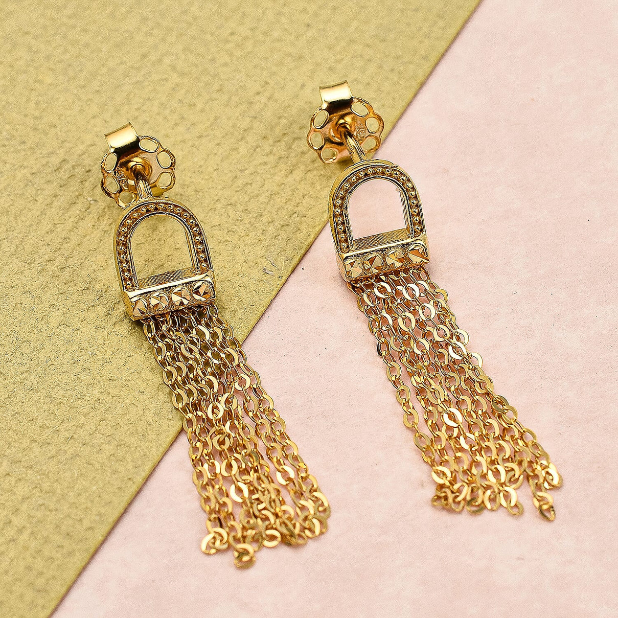 Maestro Collection - 9K Yellow Gold Tassel Stirrup Earrings 7197935 1