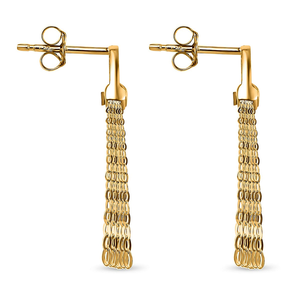 Maestro Collection - 9K Yellow Gold Tassel Stirrup Earrings