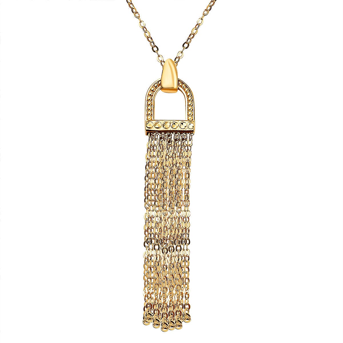 Maestro Collection - 9K Yellow Gold Tassel Stirrup Necklace (Size - 20). 7197922 0